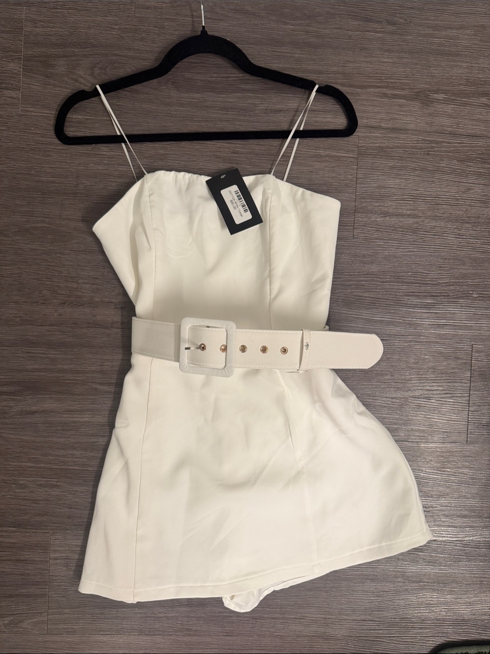 Women’s White Strapless Romper With Statement Belt